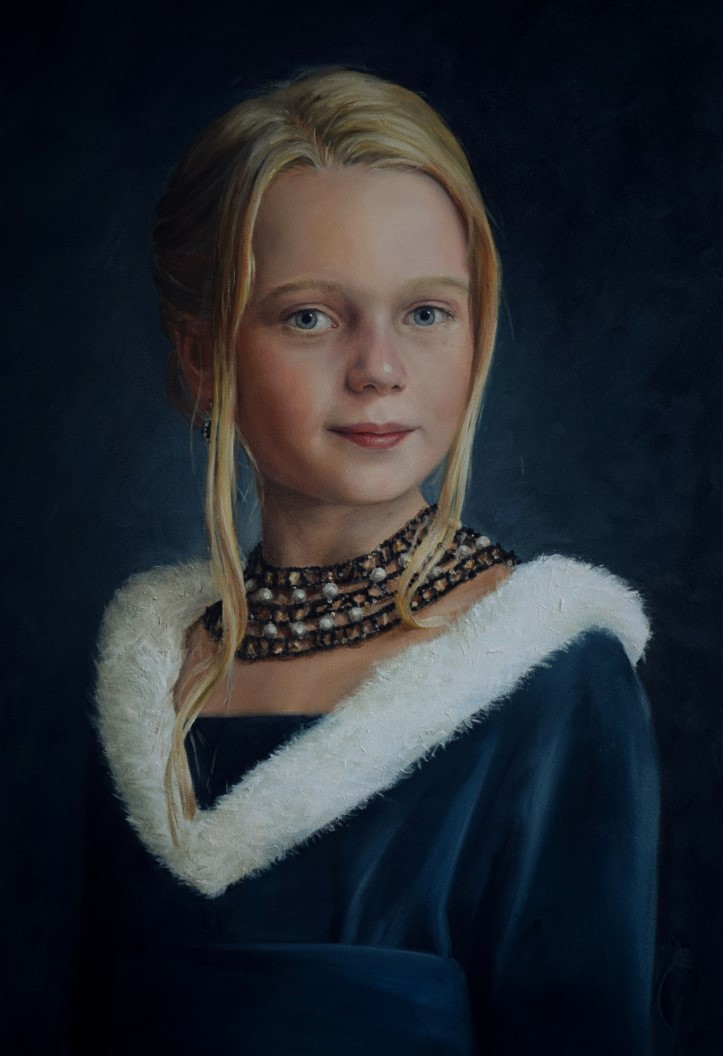 Liseth Visser Portretschilder Portret in Opdracht Portretschool Galerie Portretschilderij Girl In Blue (1)