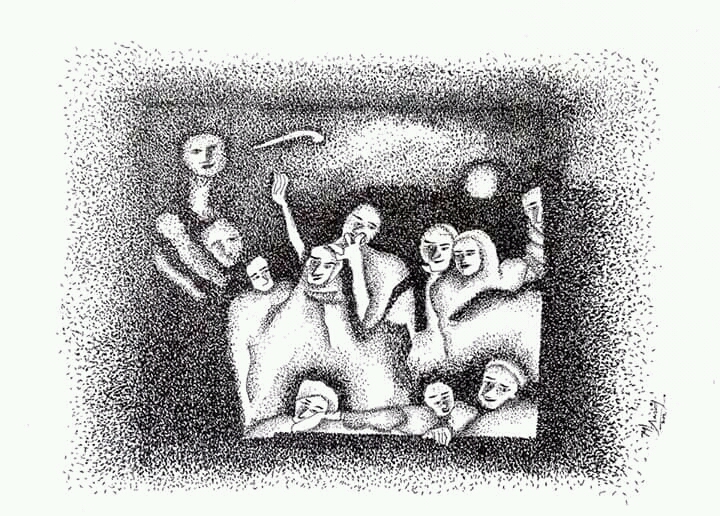 AASIF HANEEF Homesickness Medium: pen and ink on paper Size : 45/30 cms