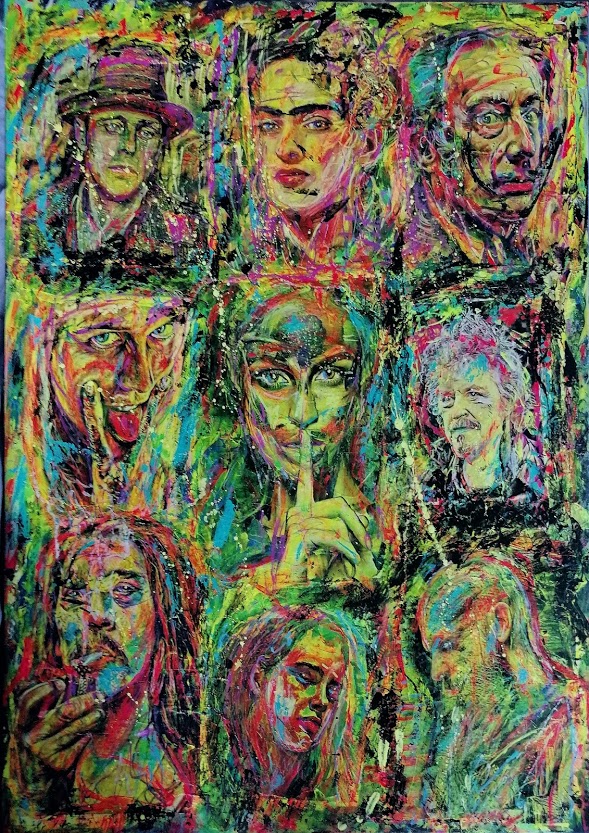 Incubus or Succubus Acryl Materialmix auf Leinwand 100x75cm. ©Juppi Becker2020