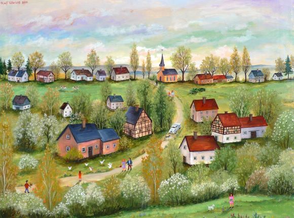 Village in spring 80 x 60 cm