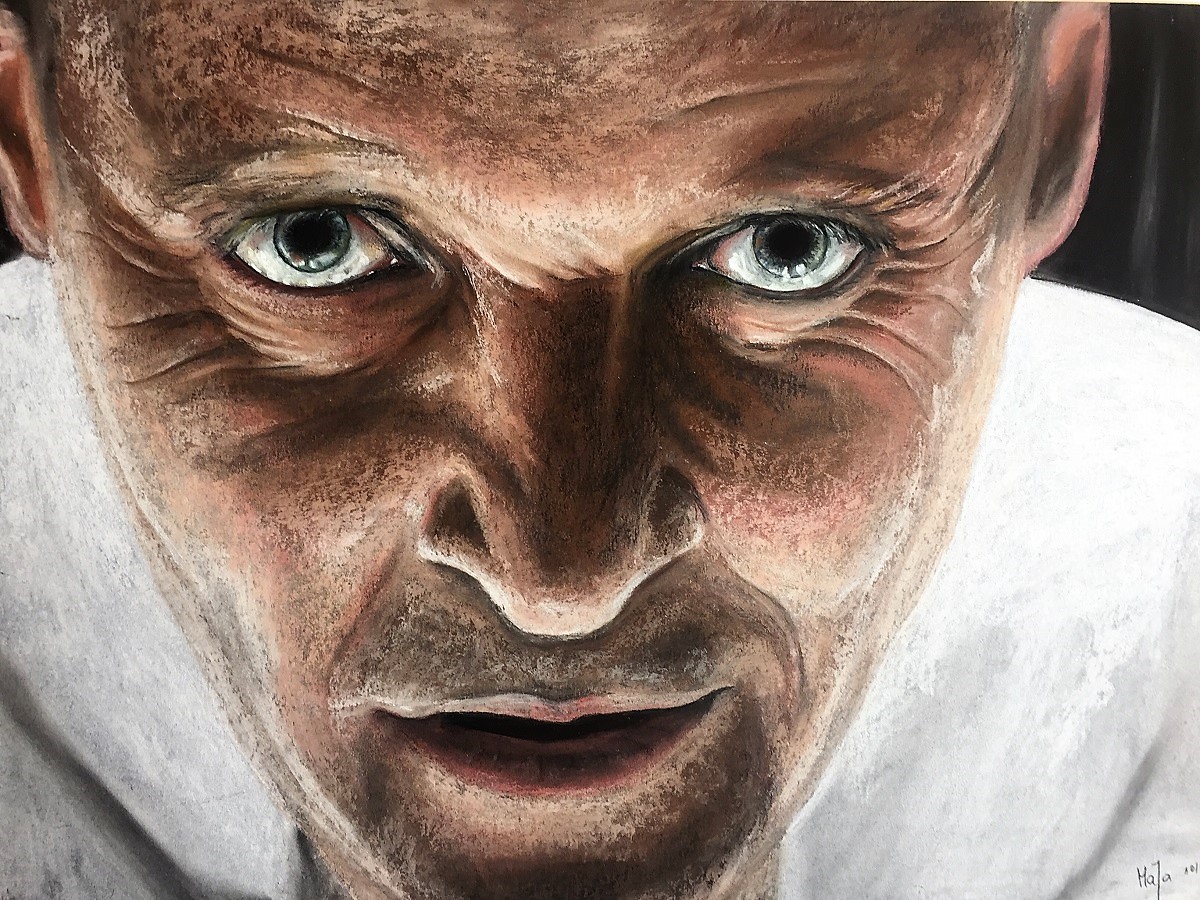 Sir Anthony Hopkins als Hannibal Lecter Pastell, 70x50 cm