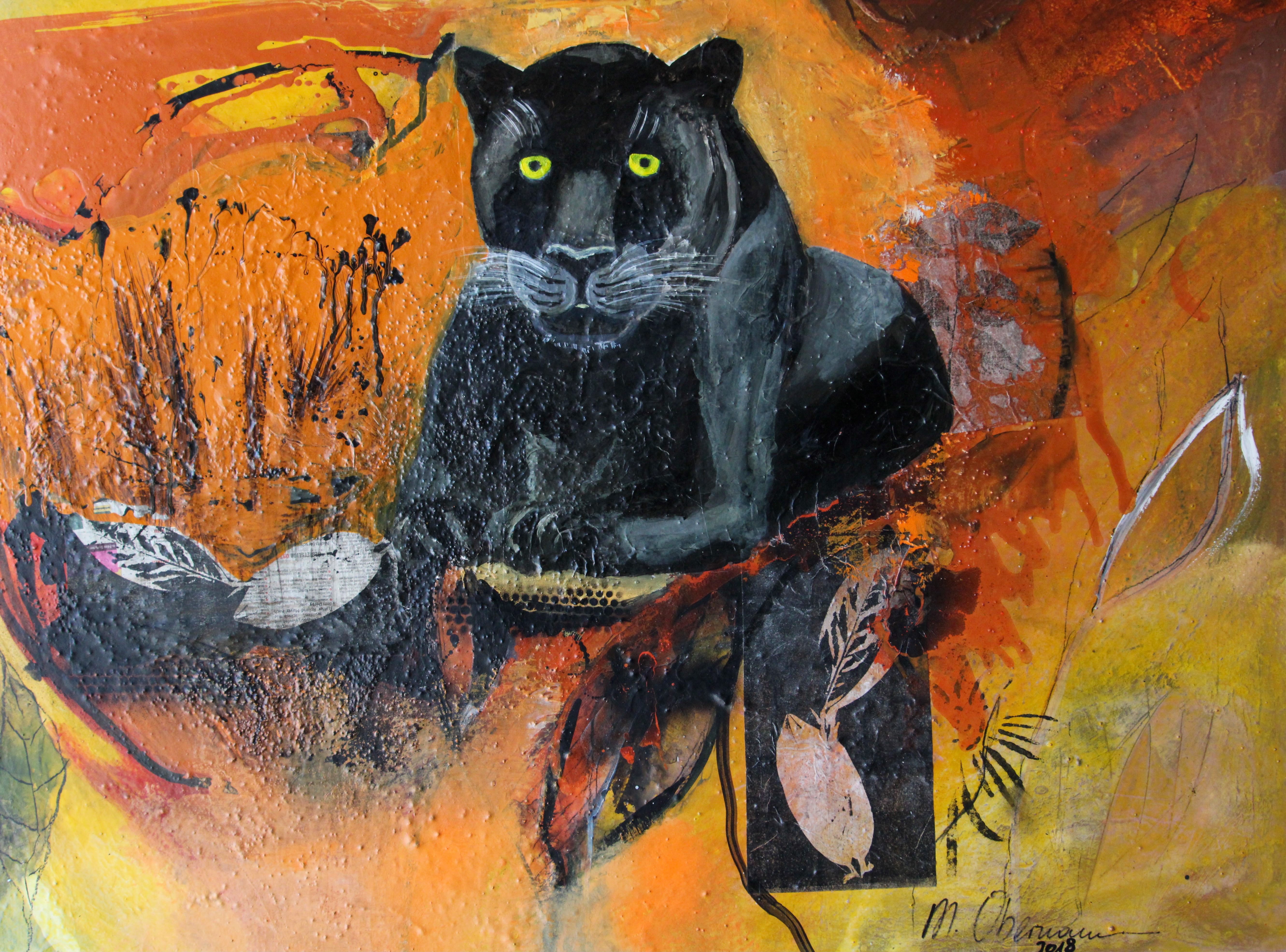 black panther 100 x 80 cm mixedmedia on canvas