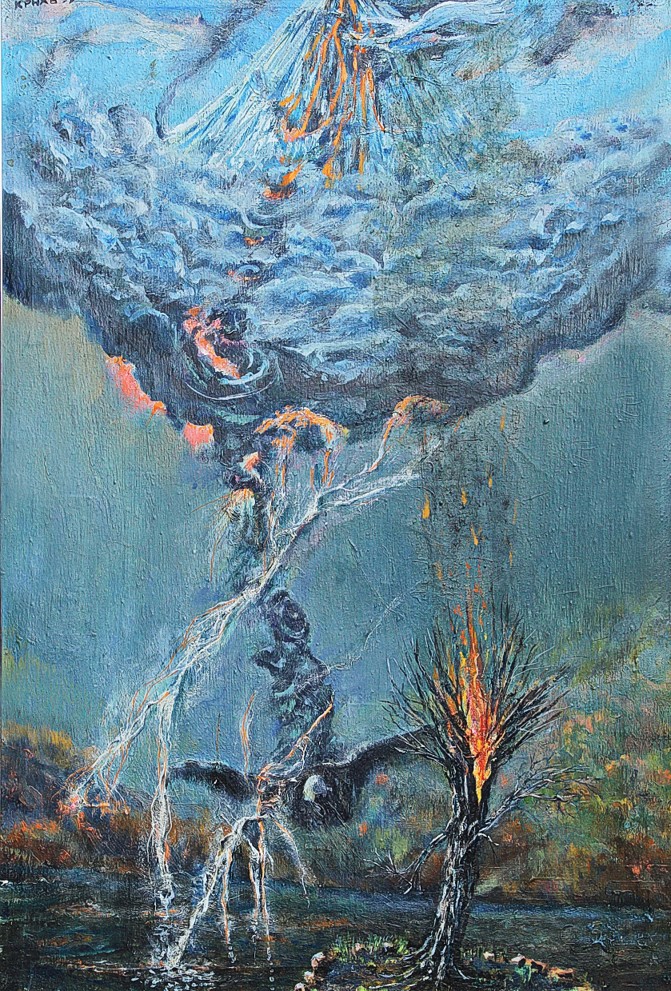 From there. Fallen. canvas, oil 45х65 1999 for sale