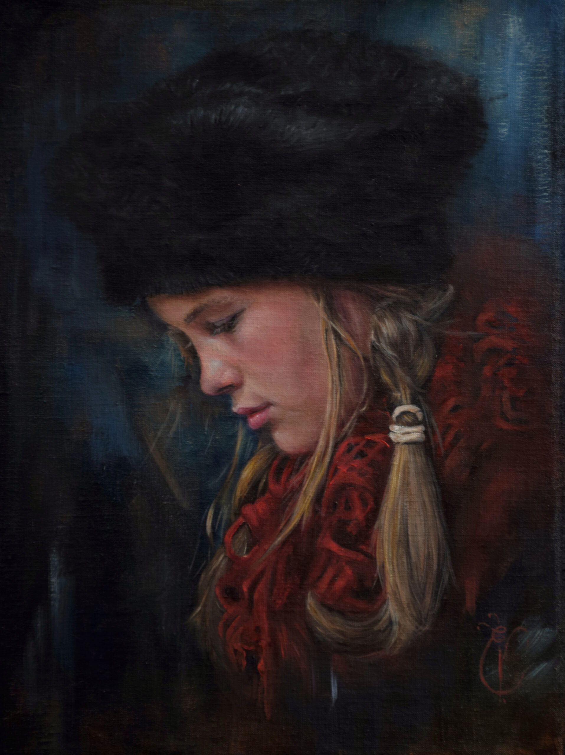 Liseth Visser Portretschilder Portret in Opdracht Portretschool Galerie Portretschilderij Girl In Blue (11)