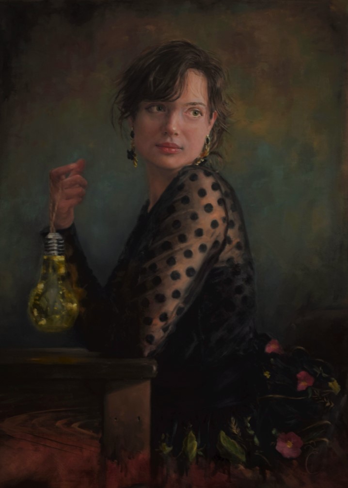 Liseth Visser Portretschilder Portret in Opdracht Portretschool Galerie Portretschilderij Girl In Blue (5)