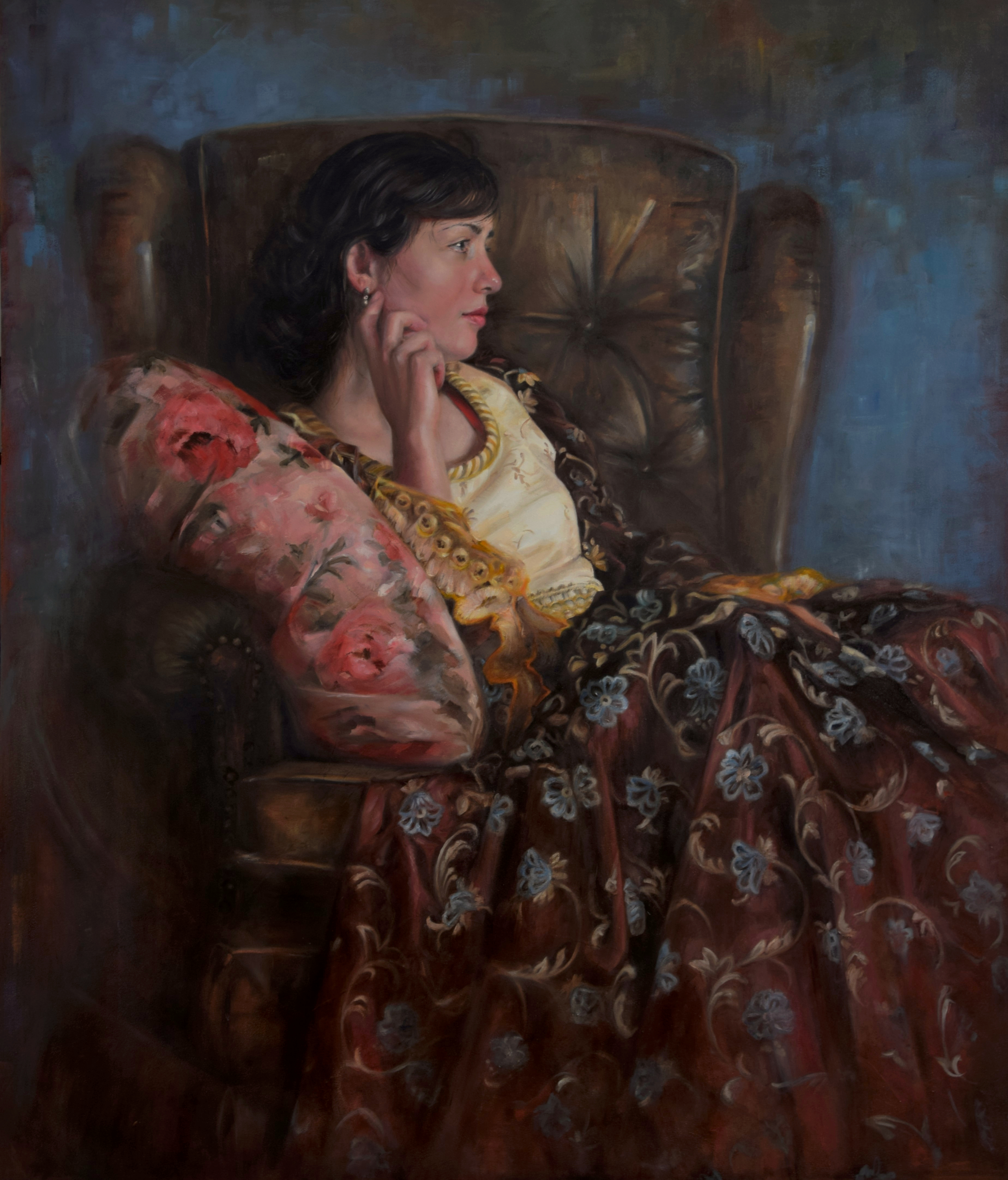 Liseth Visser Portretschilder Portret in Opdracht Portretschool Galerie Portretschilderij Girl In Blue (7)