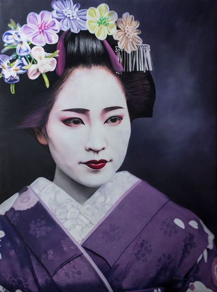 Hanamachi Pastel colored pencil on canvas 80x60cm