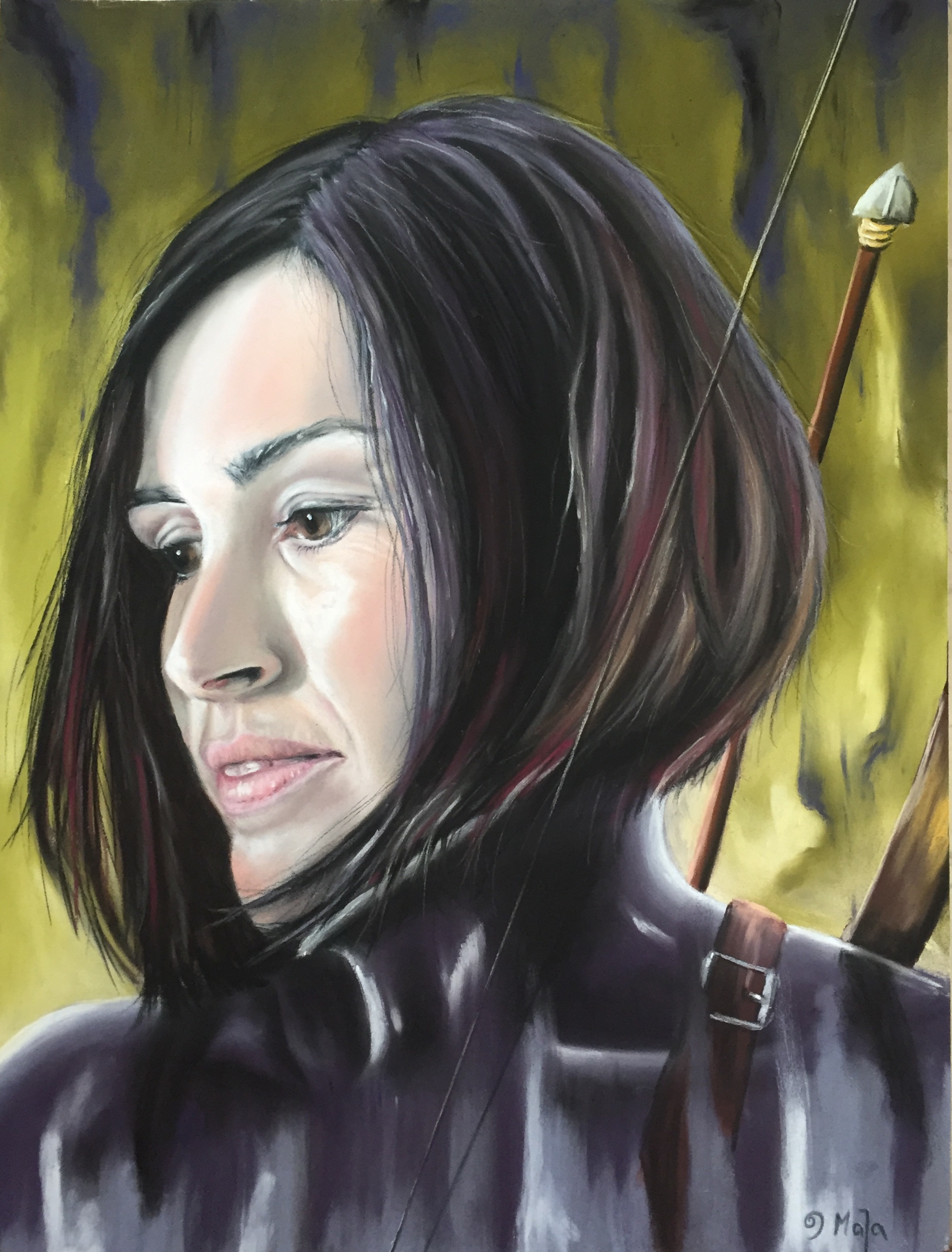 Diana Göttin der Jagd Pastell,30x40 cm