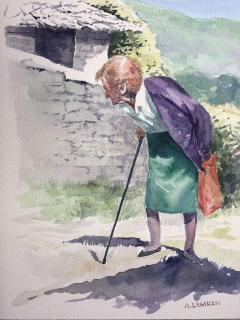 "walking stick", watercolor, 35X24 cm