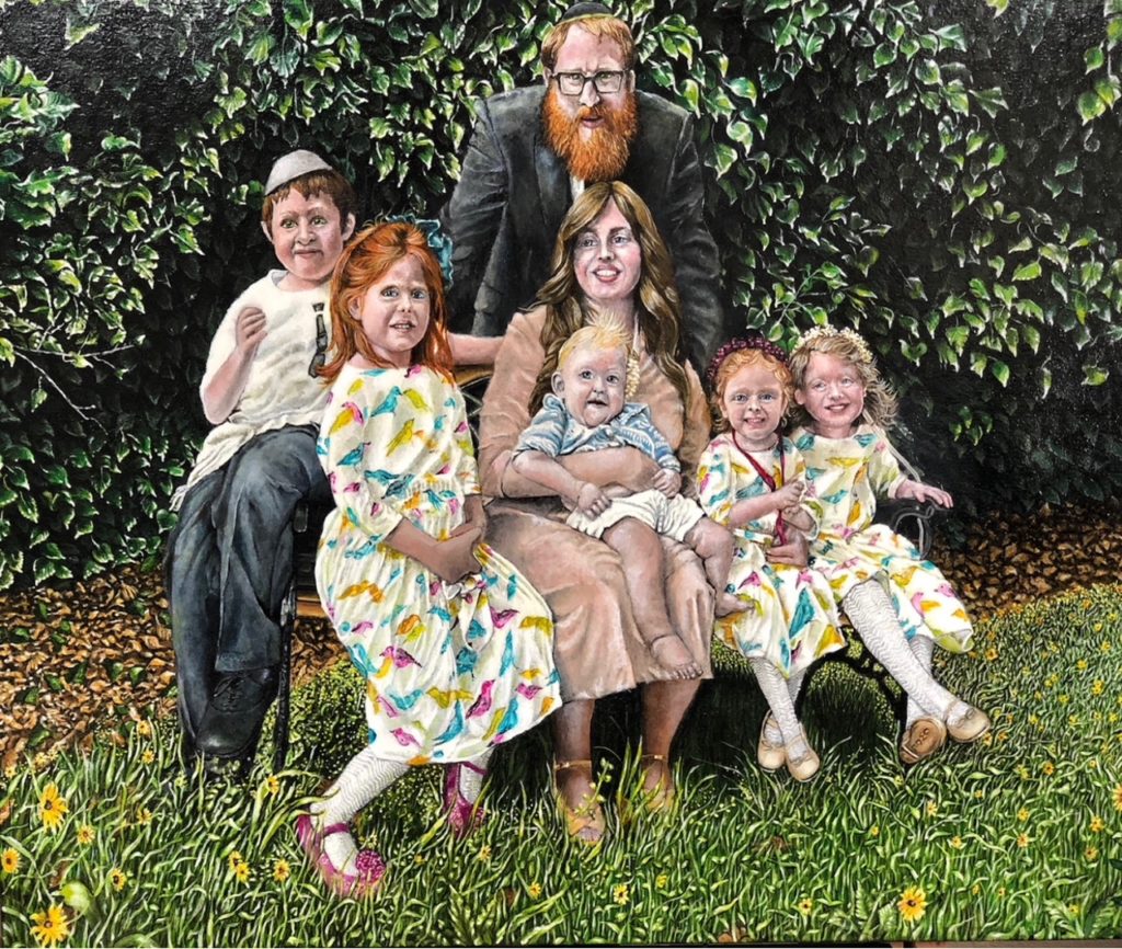 A Sunny Day in the Park, Portrait of Rabbi Avraham Lapine and Family