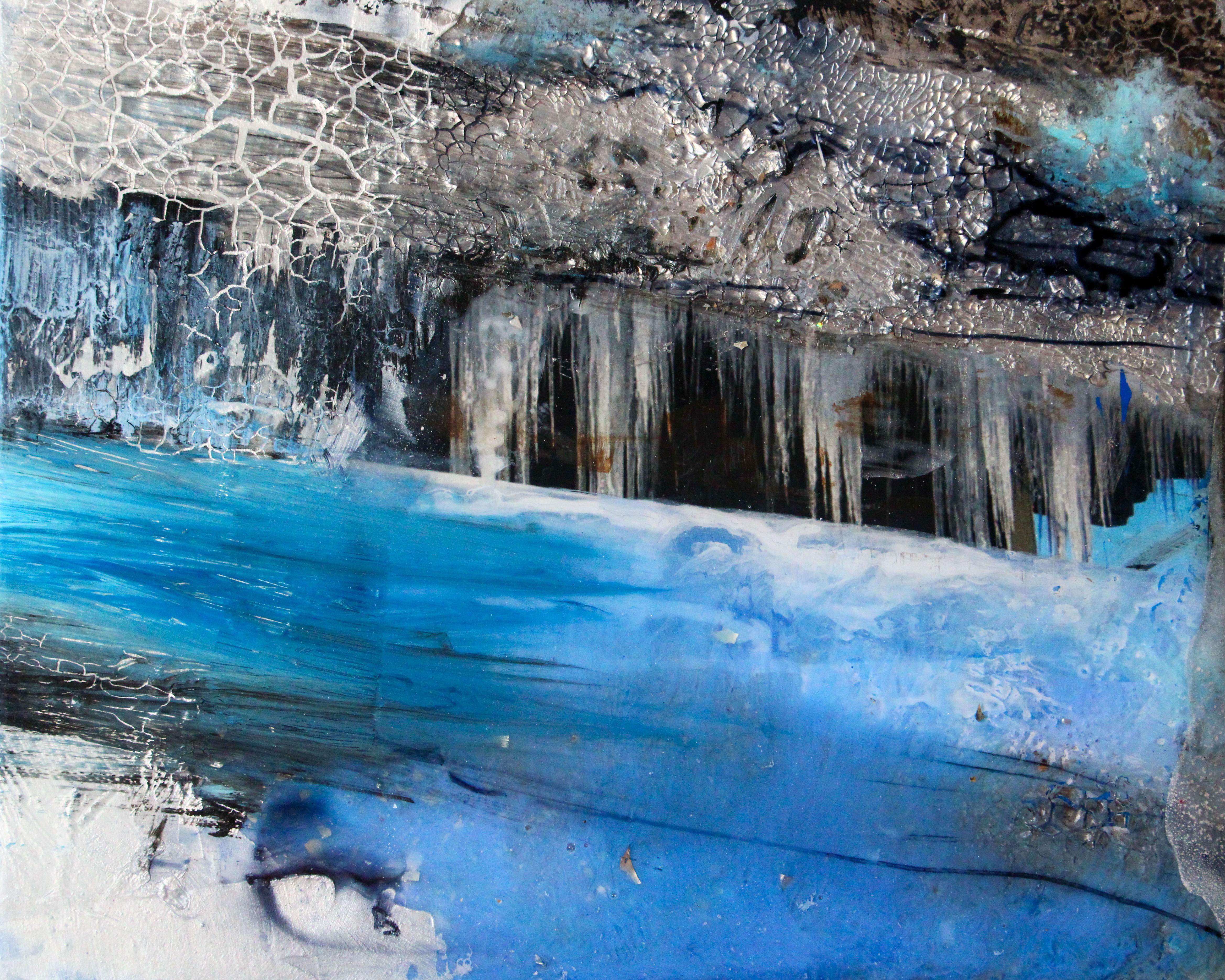 Ice cave II mixedmedia on Wood 30 x 25 x 5 cm